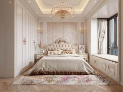 简欧轻奢卧室3D模型下载